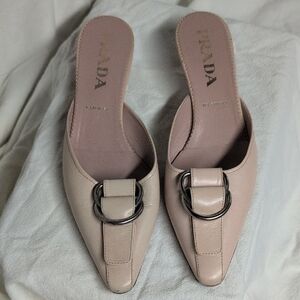 Prada Women's Beige Leather Mules